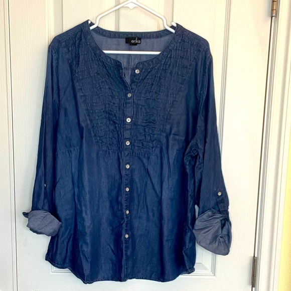 Erika Tops - Erika denim button down top